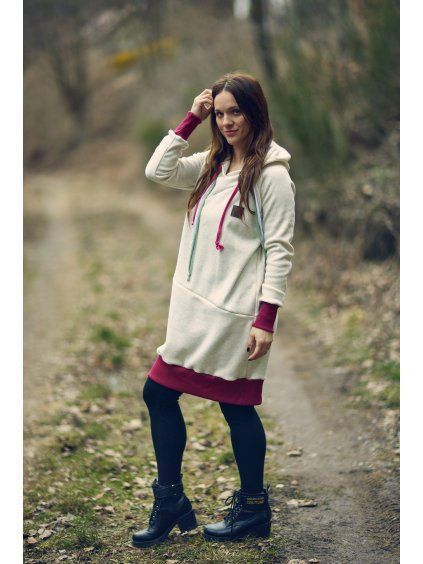 DÁMSKÁ Prodloužená WARMKEEPER mikina HOOD UP RAINBOW  (vhodné pro TĚHOTNÉ)
