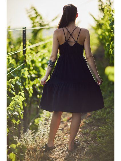 DÁMSKÉ Šaty VAMP DEMI LONG BLACK mušelín