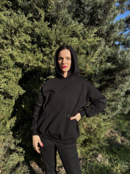 Dámská Kojicí mikina se skrytým zipem HOODIE SHINY Black