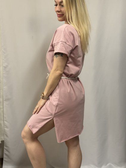 DÁMSKÉ KOJICÍ ŠATY SE ZIPY A ROZPARKY PINK