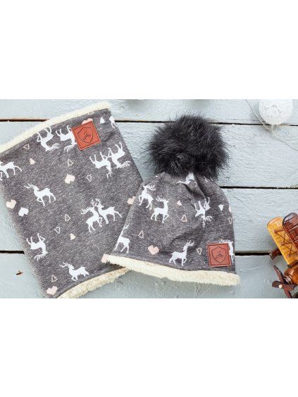 Spadlá zateplená čepice MY DEER - Maminka / Děti