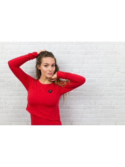 Kojící šaty RED Long delší verze (dlouhý rukáv) - Maminka