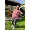 KOJICÍ TRIČKO SE ZIPY  A VOLÁNKY LOVE DARK PINK Short (krátký rukáv)